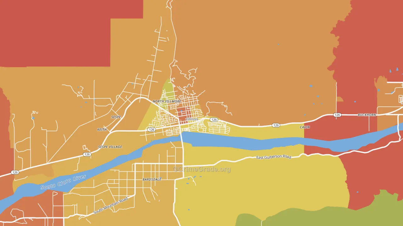Fillmore, CA Map of Murder Rates
