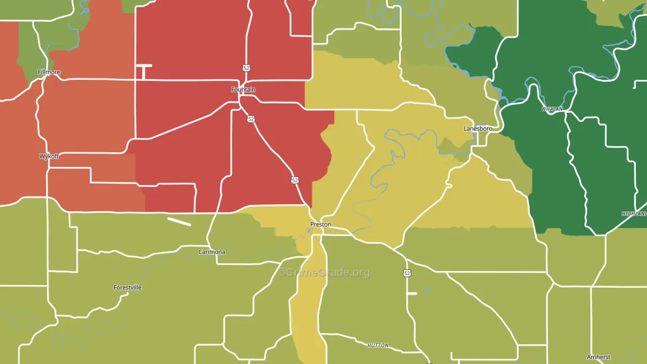 Fillmore County, MN Map of Murder Rates
