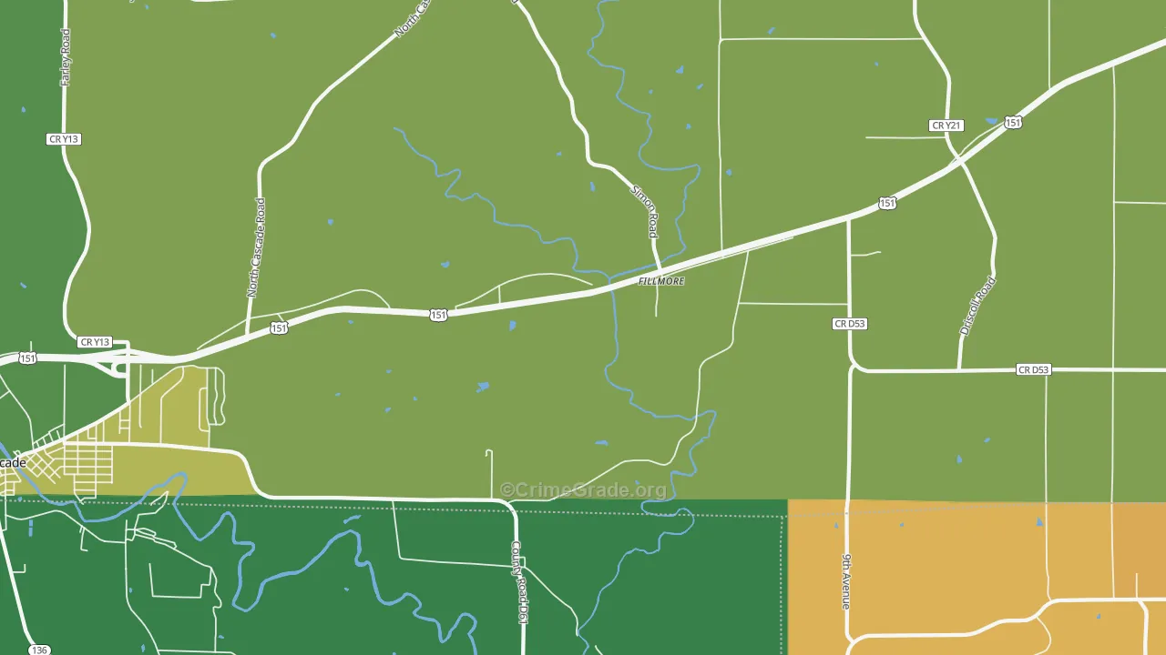 Fillmore, IA Map of Murder Rates