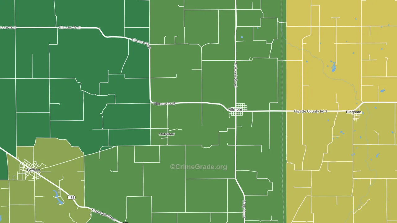 Fillmore, IL Map of Murder Rates