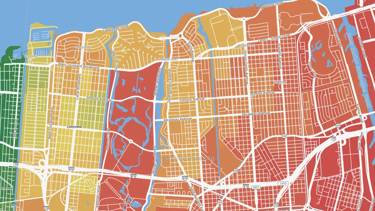 Fillmore, New Orleans, LA Map of Murder Rates