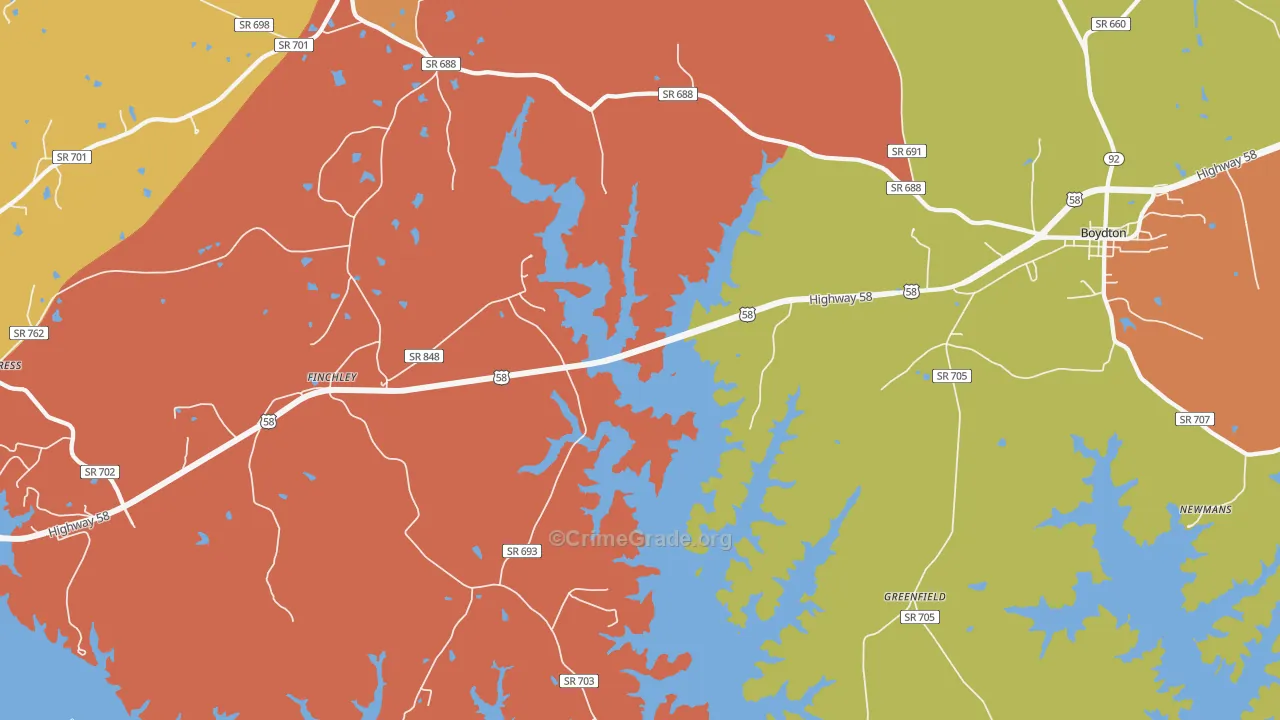 Finchley, VA Map of Murder Rates