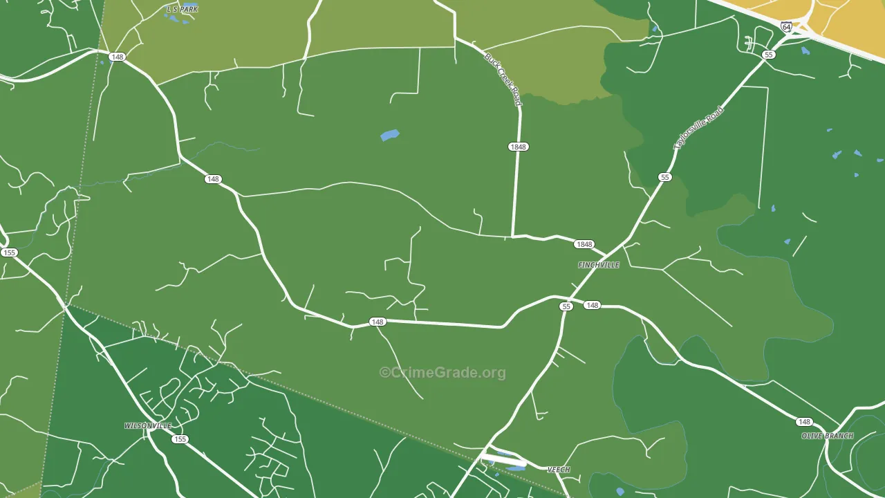Finchville, KY Map of Murder Rates