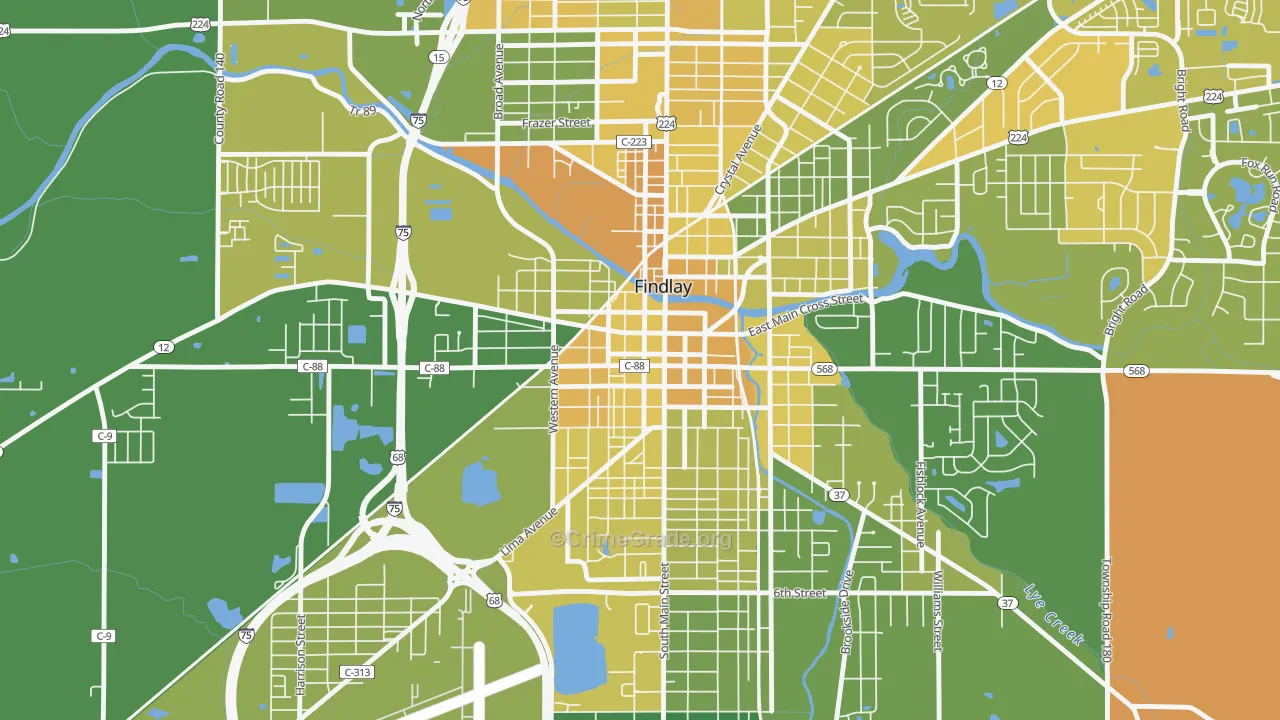 Findlay Downtown Historic District, Findlay, OH Map of Murder Rates