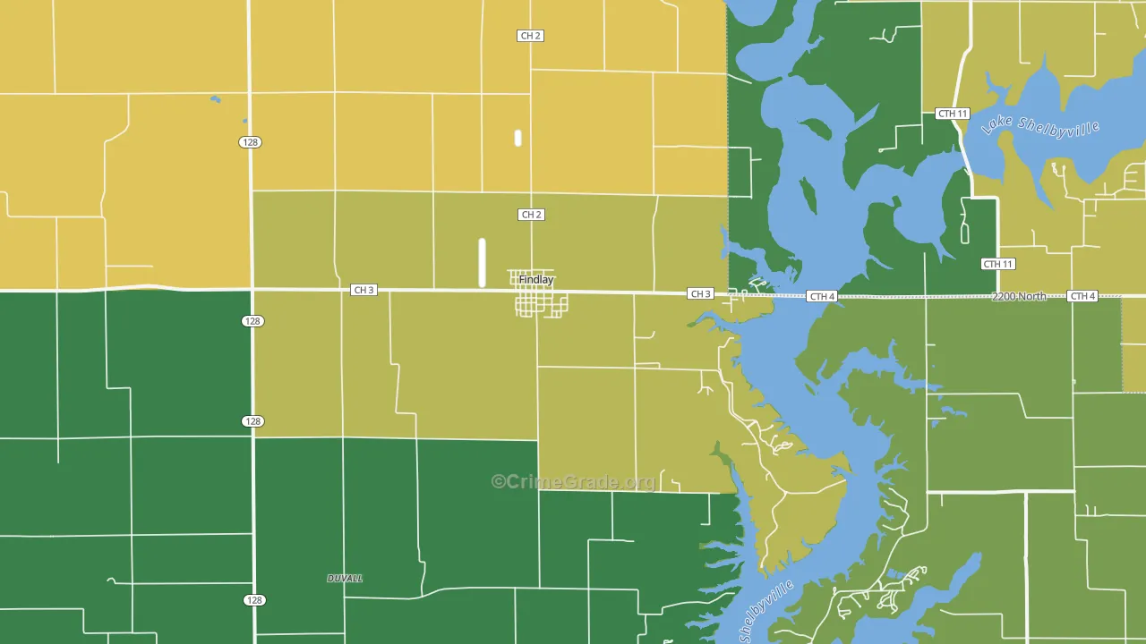 Findlay, IL Map of Murder Rates