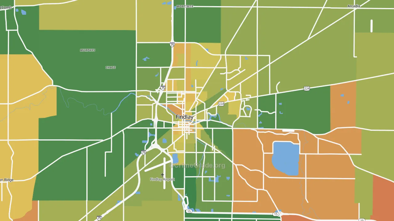 Findlay, OH Map of Murder Rates