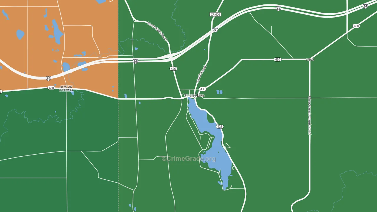 Findley Lake, NY Map of Murder Rates