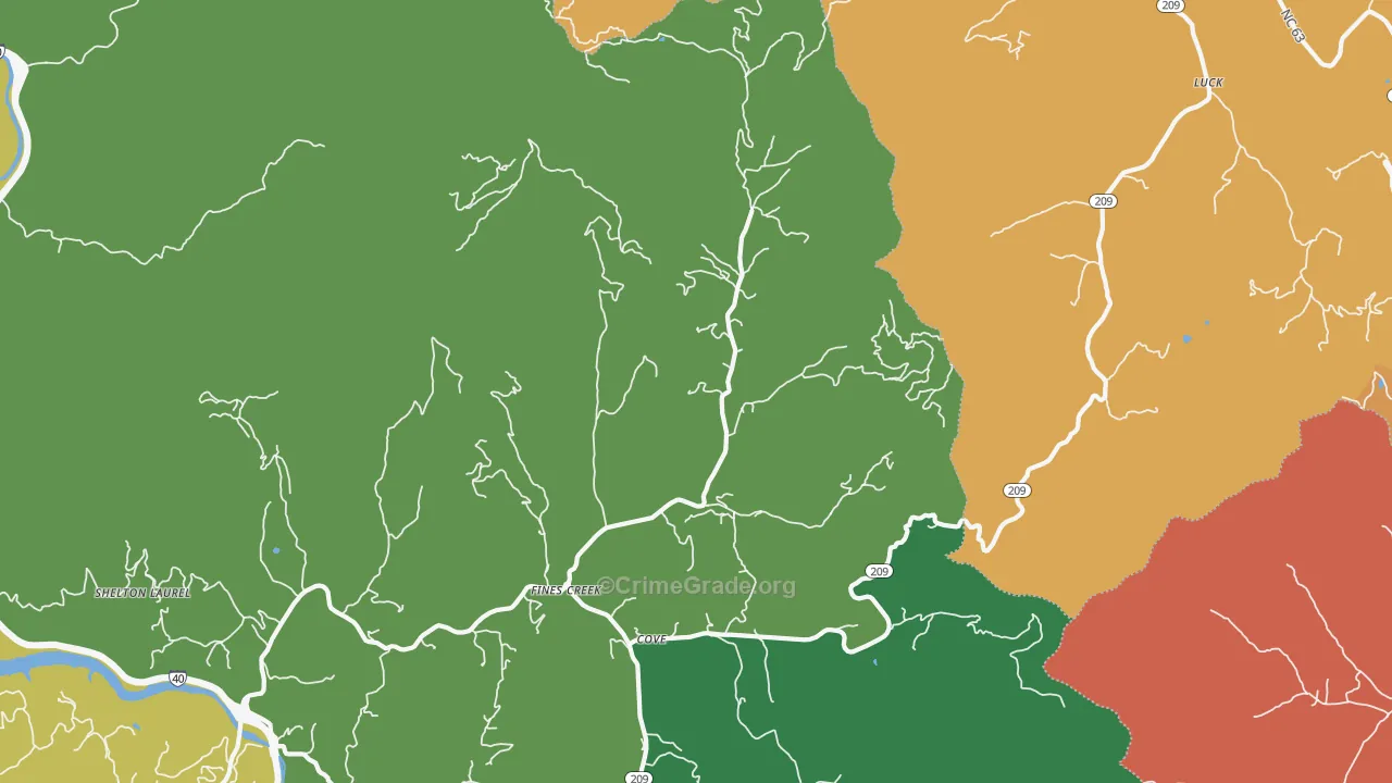 Fines Creek, NC Map of Murder Rates