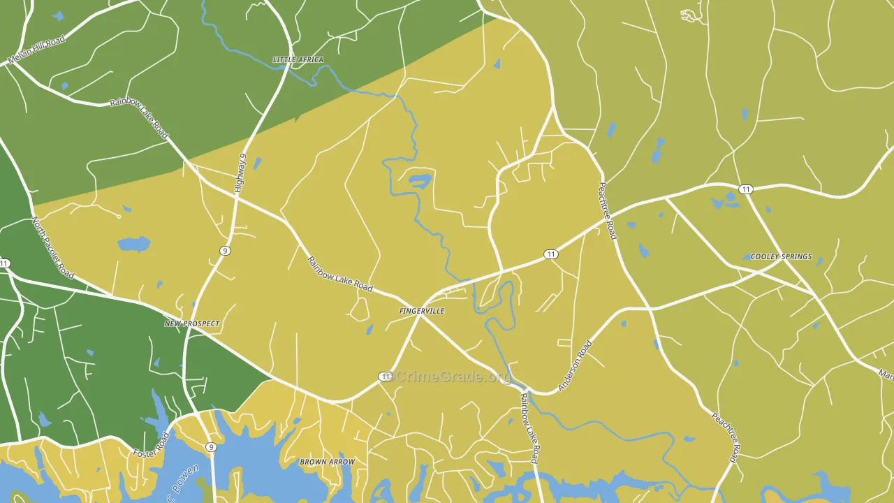 Fingerville, SC Map of Murder Rates