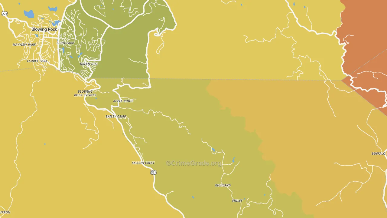 Finley, NC Map of Murder Rates