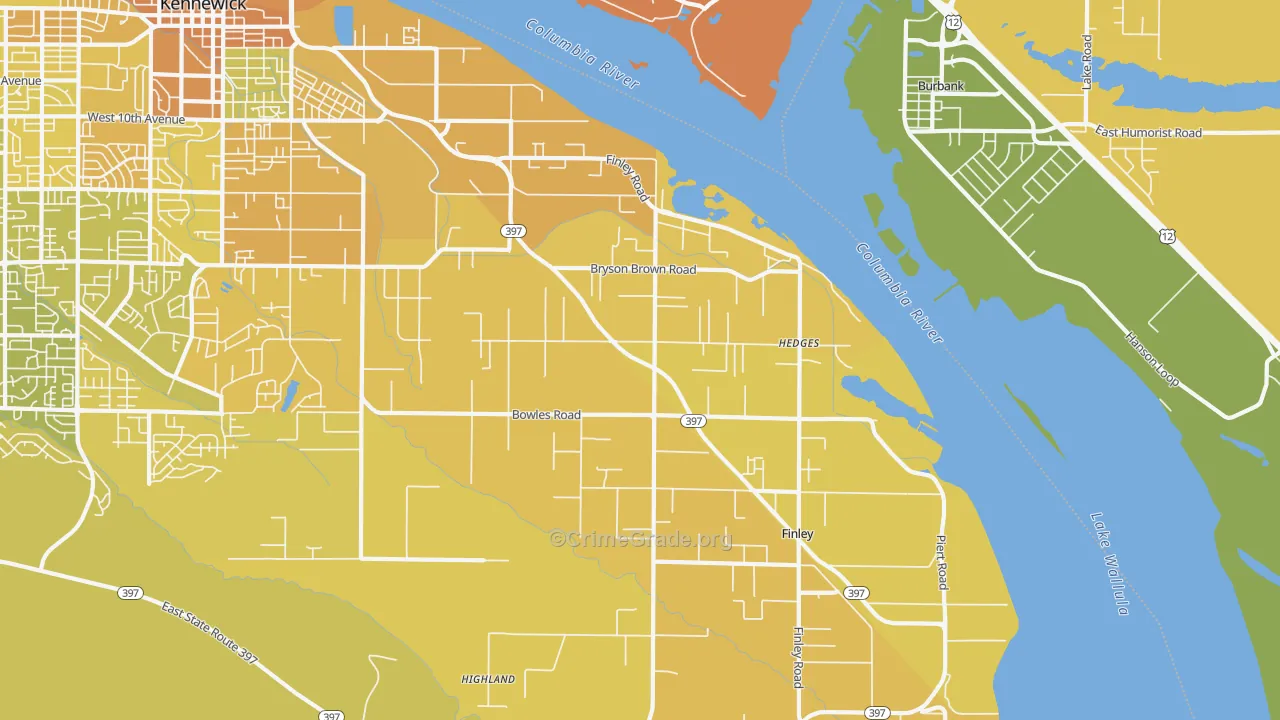 Finley, WA Map of Murder Rates