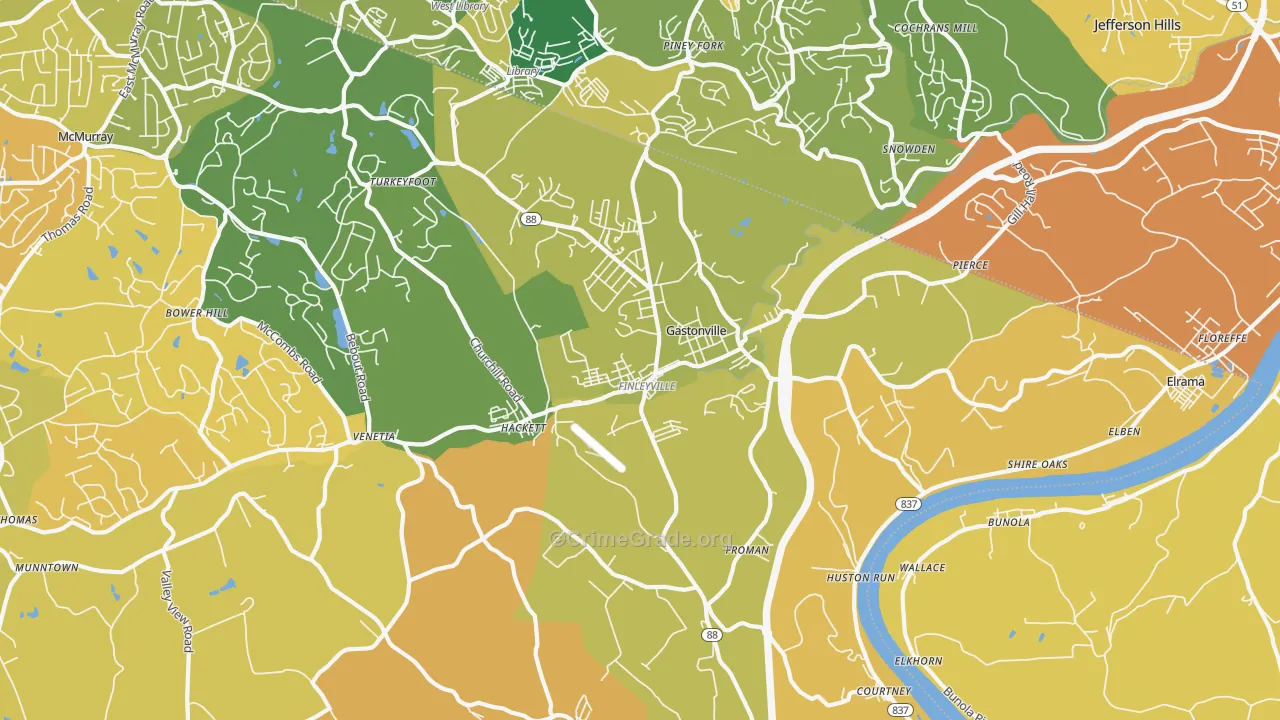 Finleyville, PA Map of Murder Rates