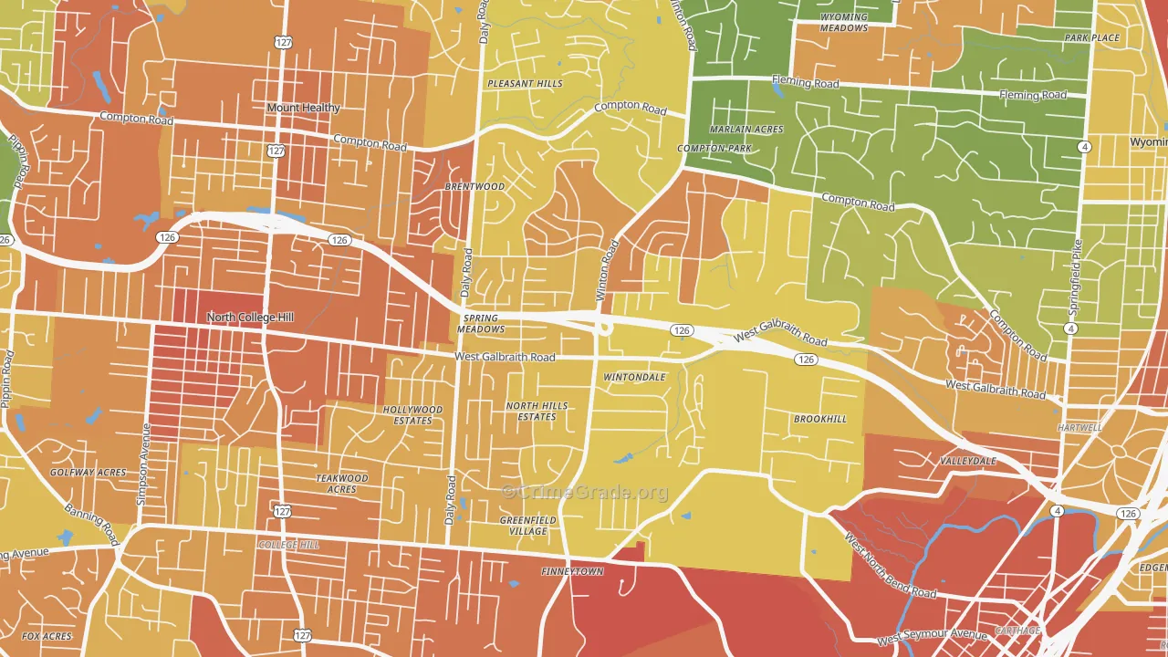 Finneytown, OH Map of Murder Rates