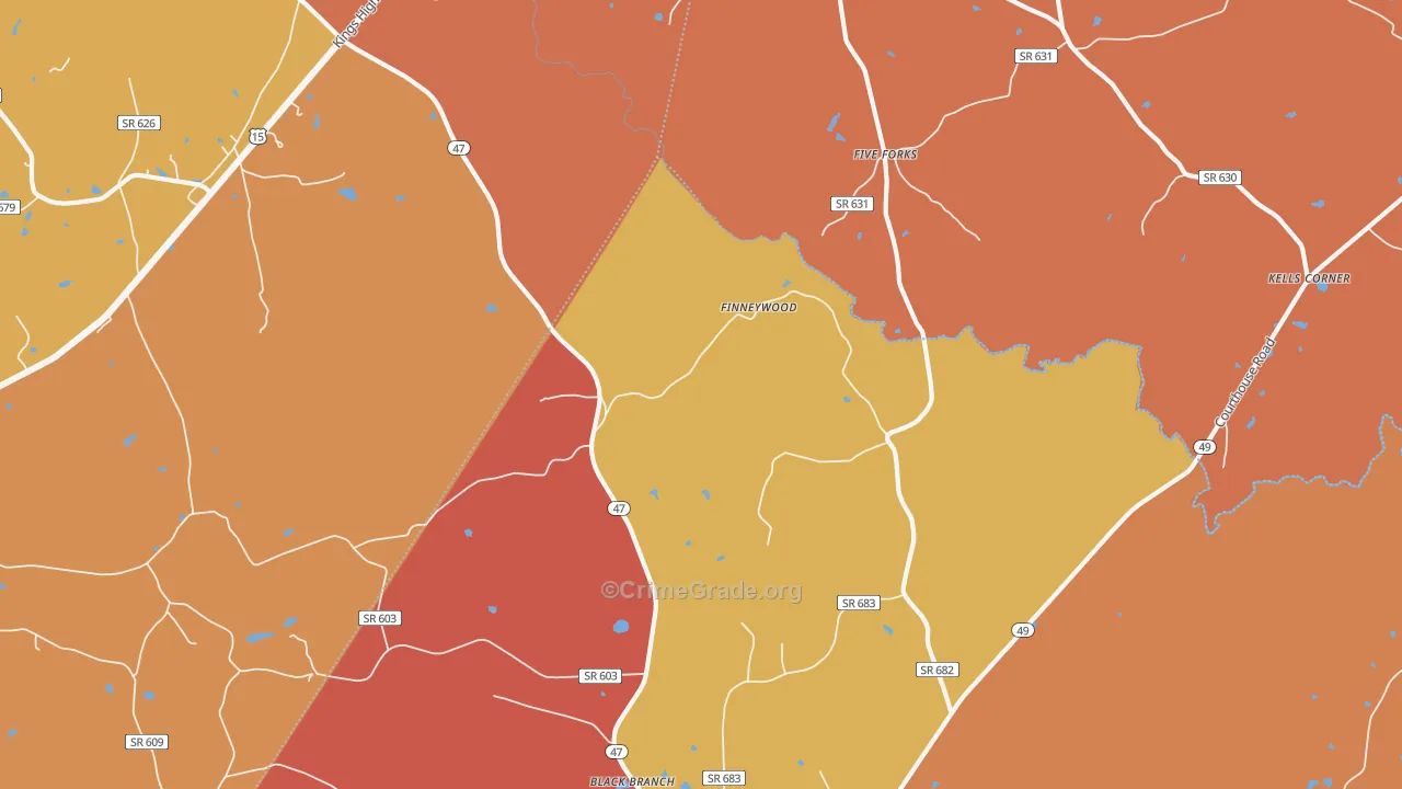 Finneywood, VA Map of Murder Rates