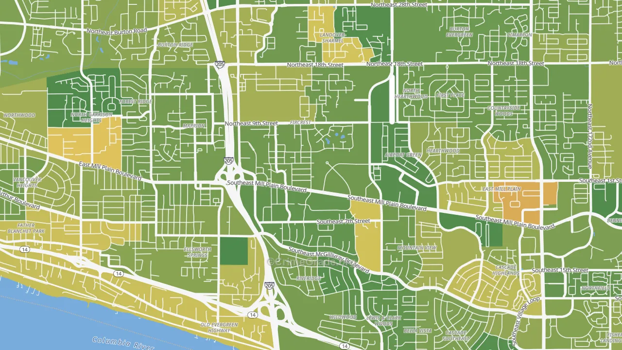 Fircrest, Vancouver, WA Map of Murder Rates