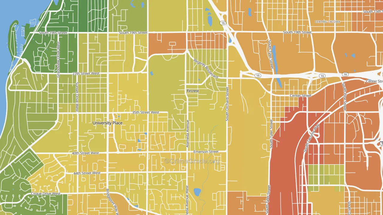 Fircrest, WA Map of Murder Rates