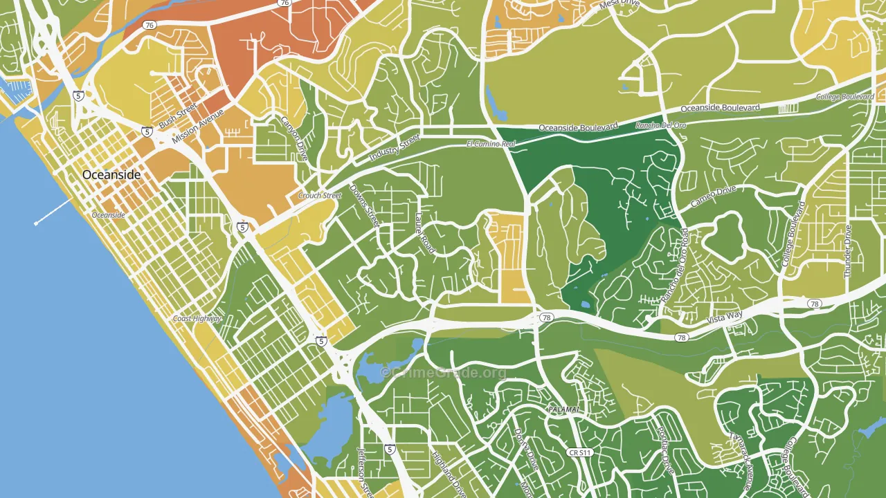 Fire Mountain, Oceanside, CA Map of Murder Rates