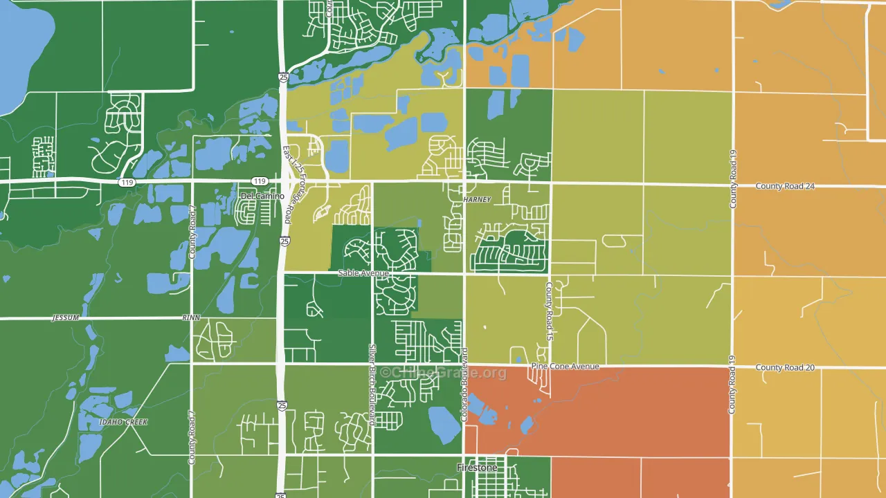 Firestone, CO Map of Murder Rates