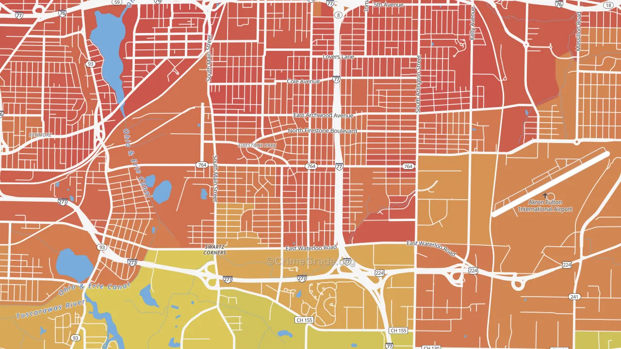Firestone Park, Akron, OH Map of Murder Rates