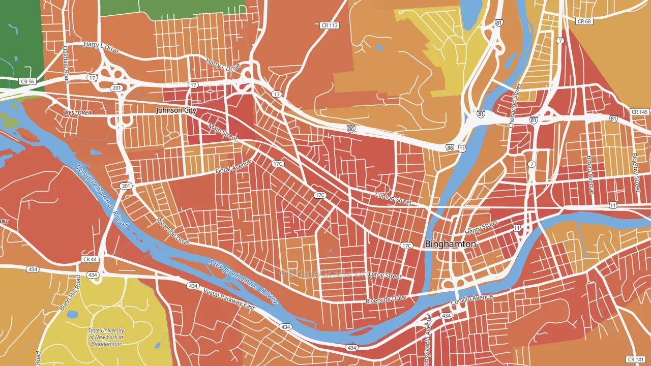 First Ward, Binghamton, NY Map of Murder Rates