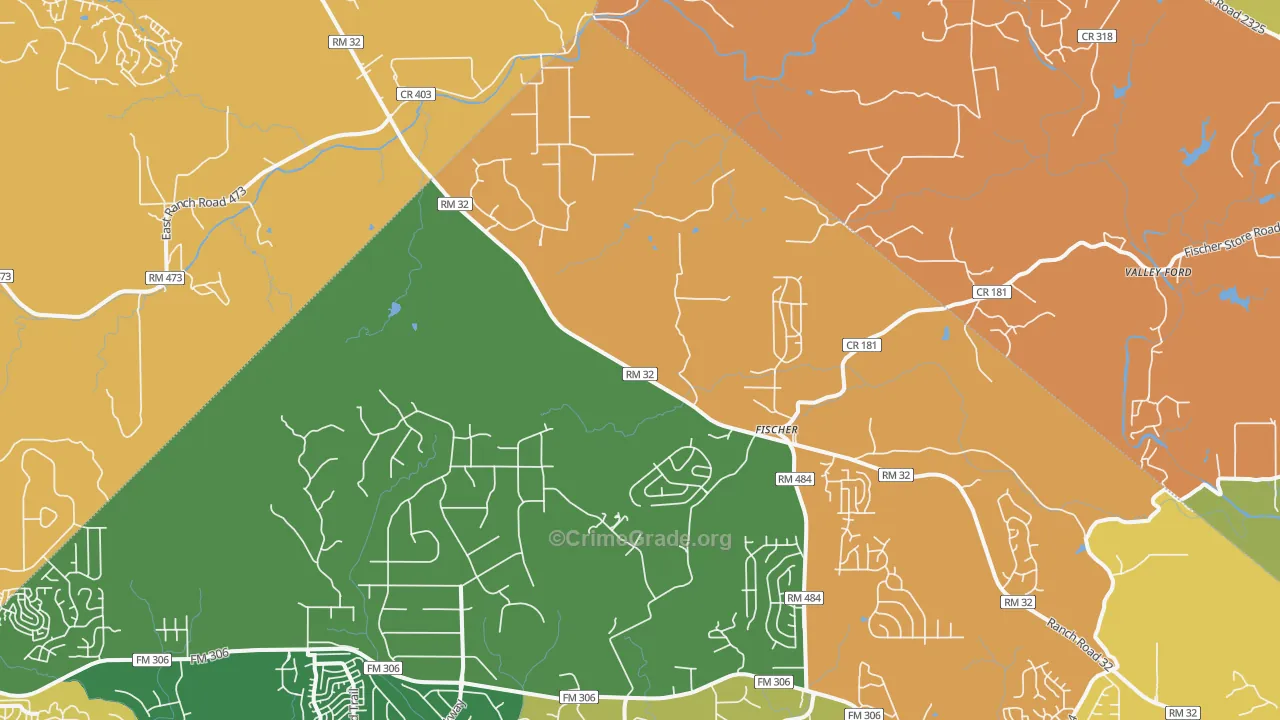 Fischer, TX Map of Murder Rates