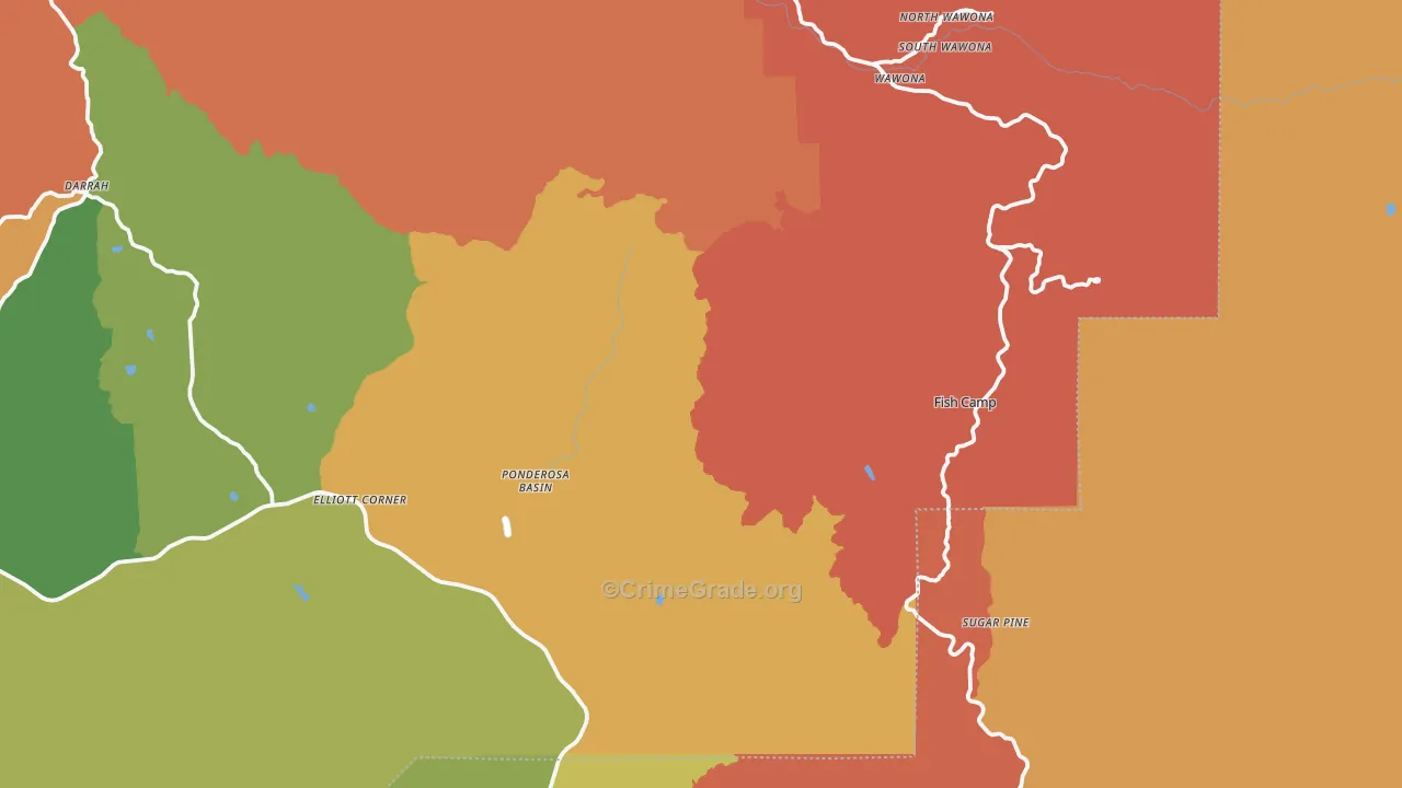 Fish Camp, CA Map of Murder Rates