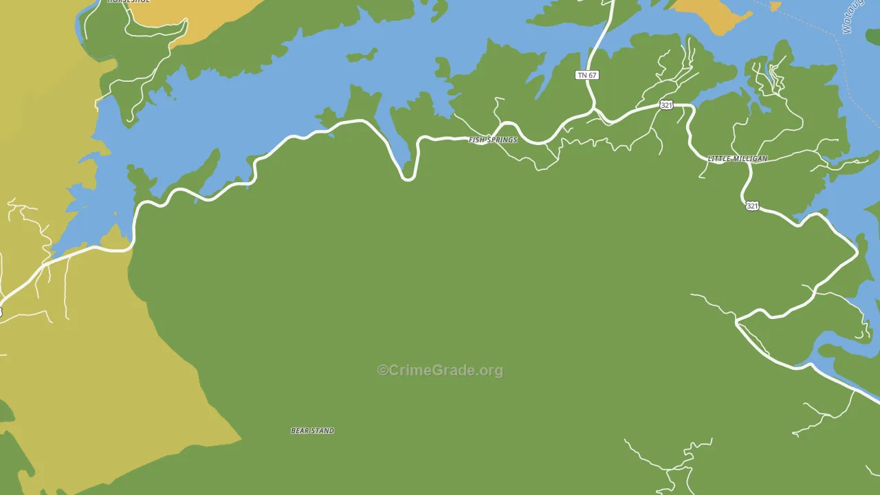 Fish Springs, TN Map of Murder Rates