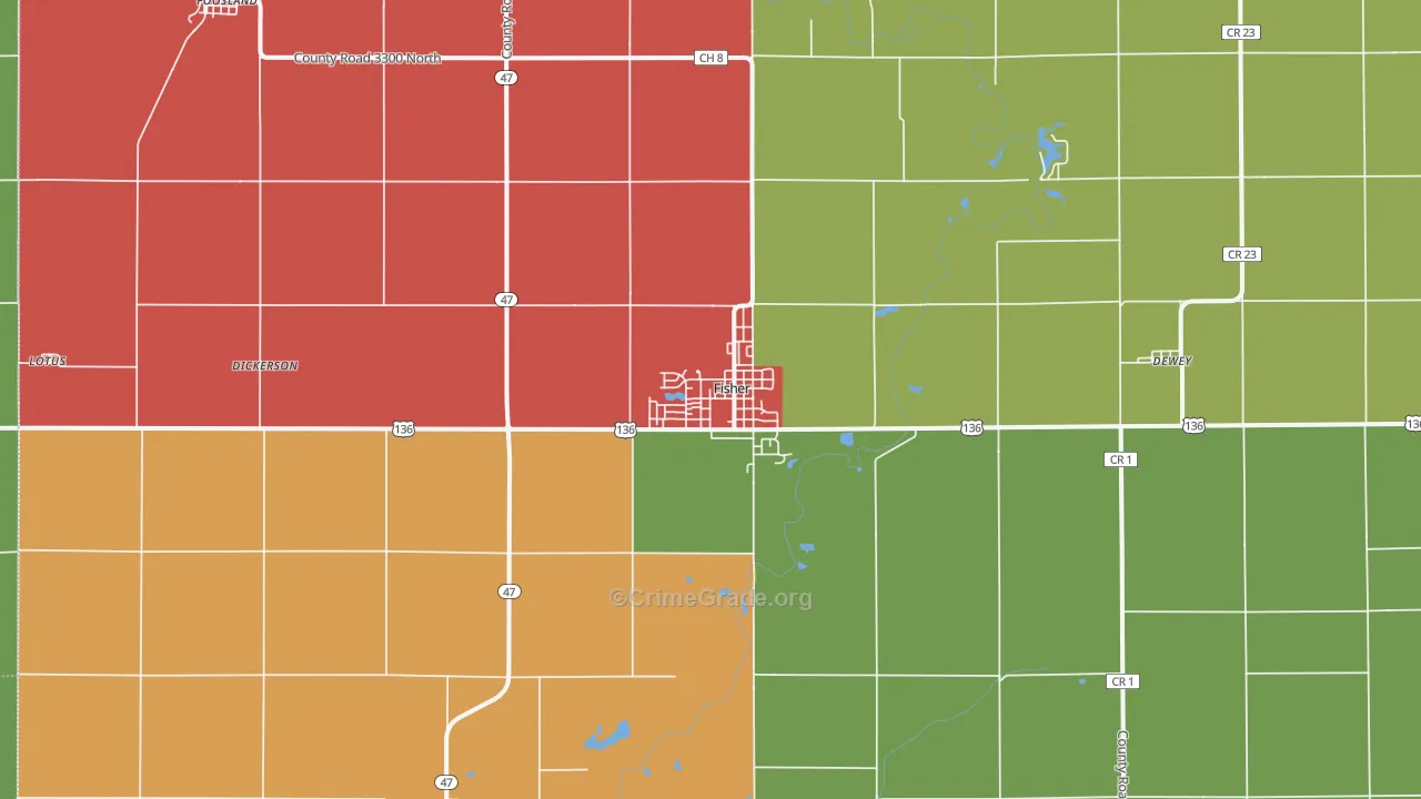 Fisher, IL Map of Murder Rates