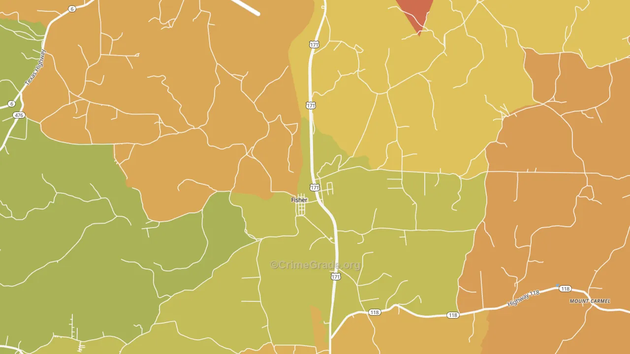 Fisher, LA Map of Murder Rates