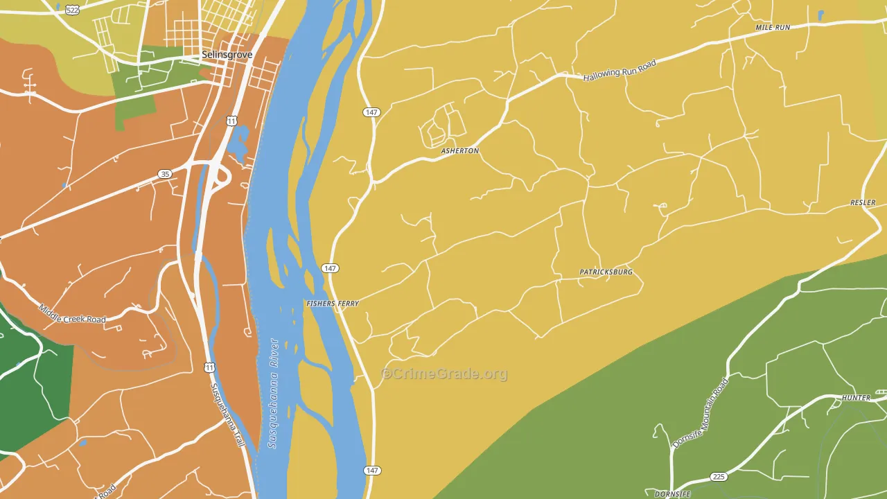 Fishers Ferry, PA Map of Murder Rates