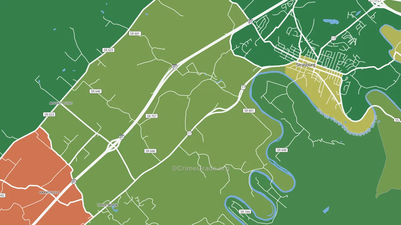 Fishers Hill, VA Map of Murder Rates