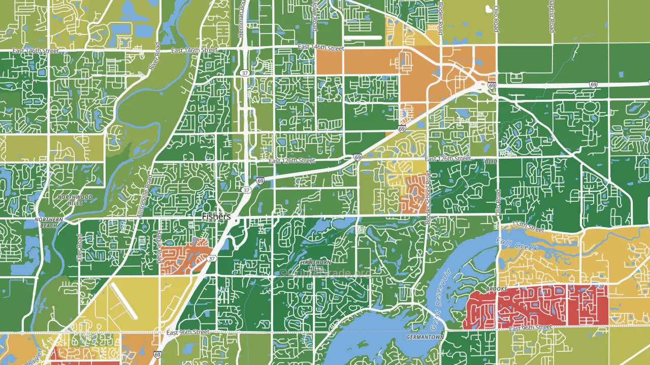Fishers, IN Map of Murder Rates