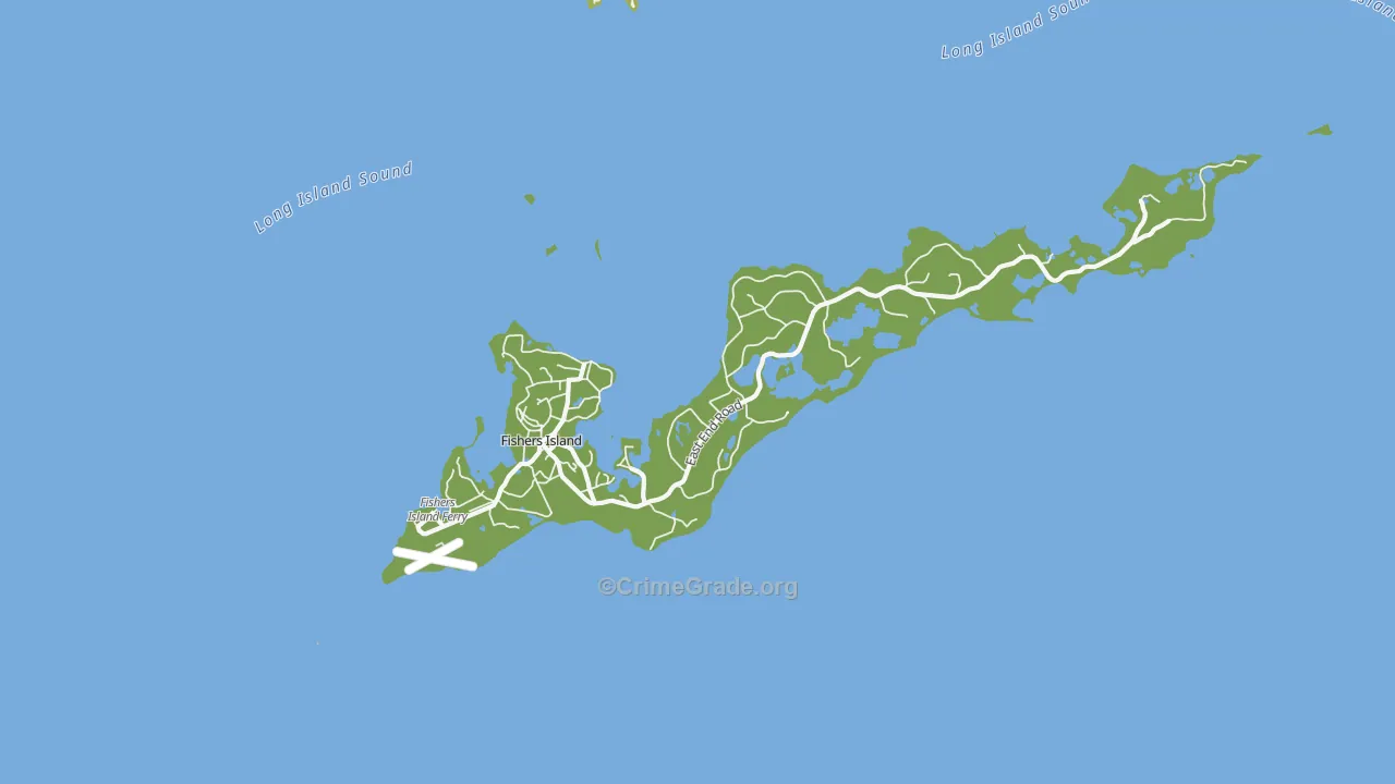 Fishers Island, NY Map of Murder Rates