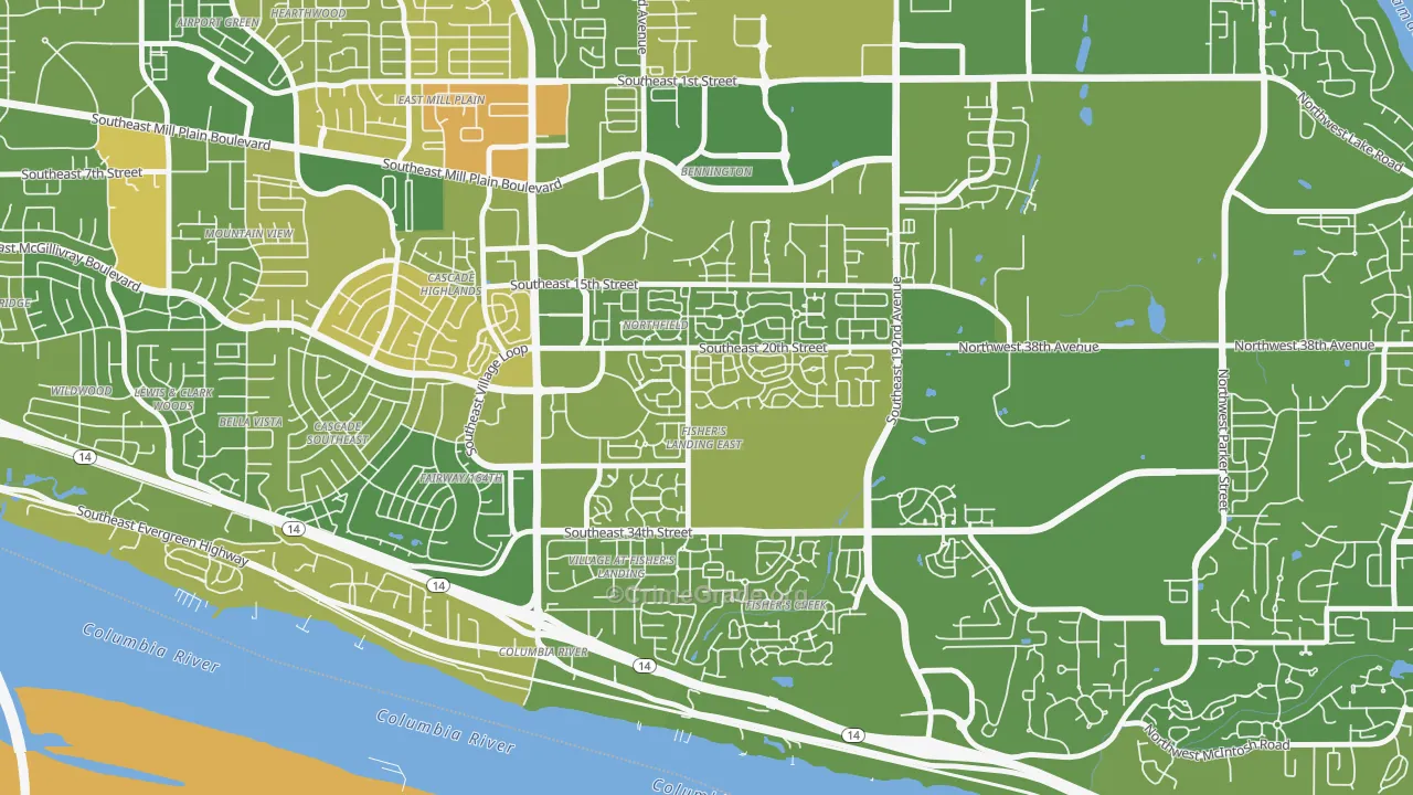 Fishers Landing East, Vancouver, WA Map of Murder Rates