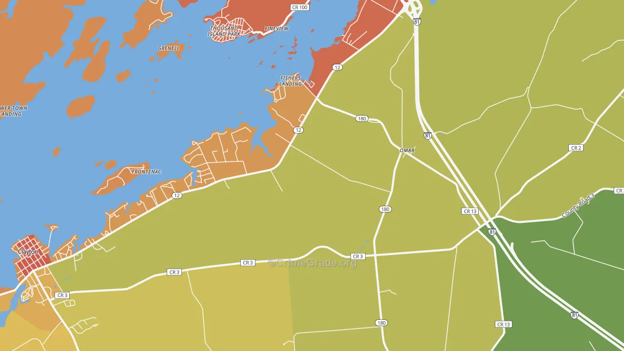 Fishers Landing, NY Map of Murder Rates