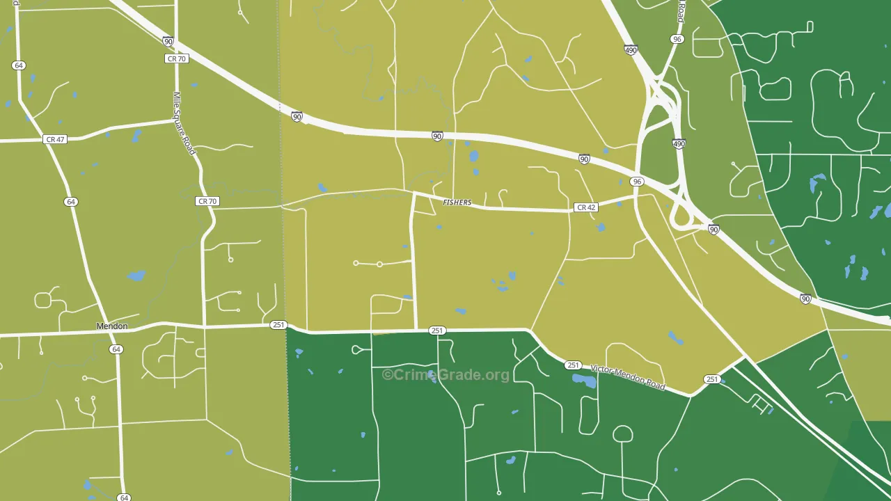 Fishers, NY Map of Murder Rates