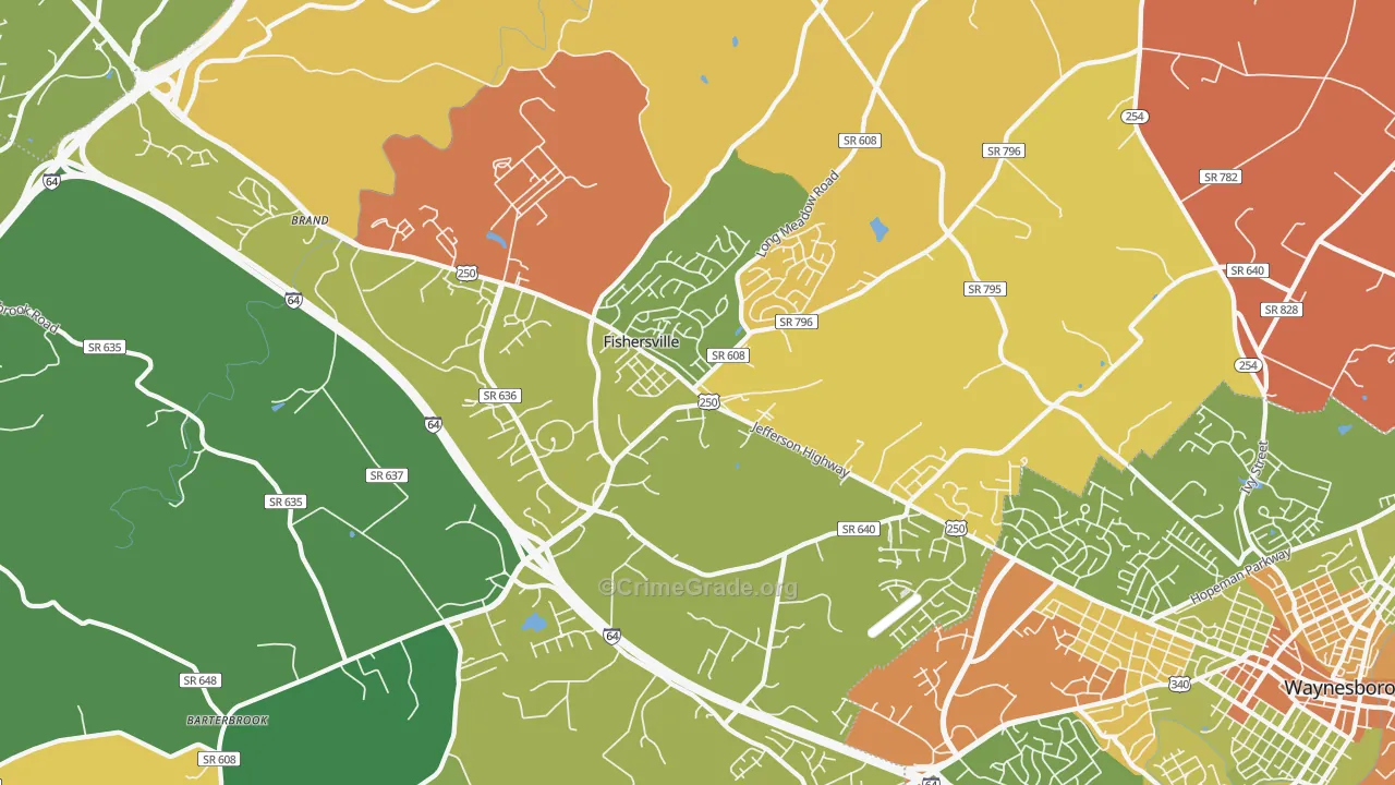 Fishersville, VA Map of Murder Rates