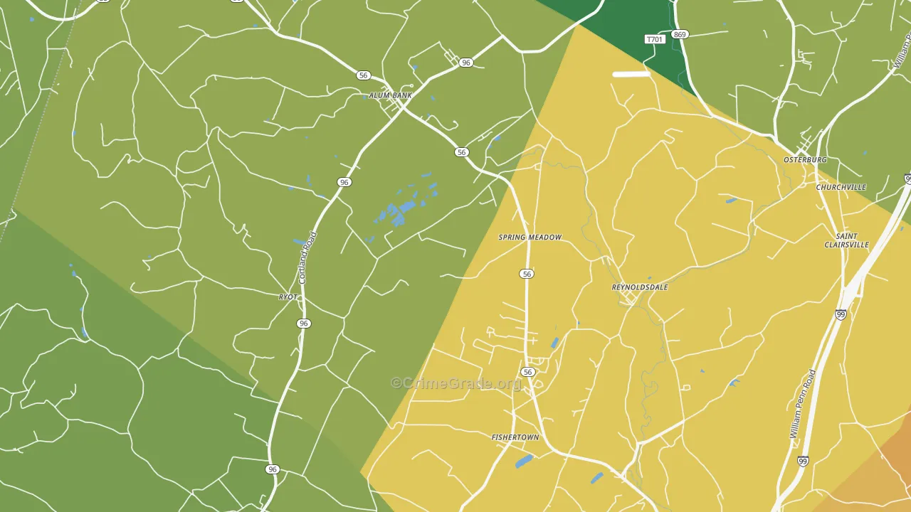 Fishertown, PA Map of Murder Rates