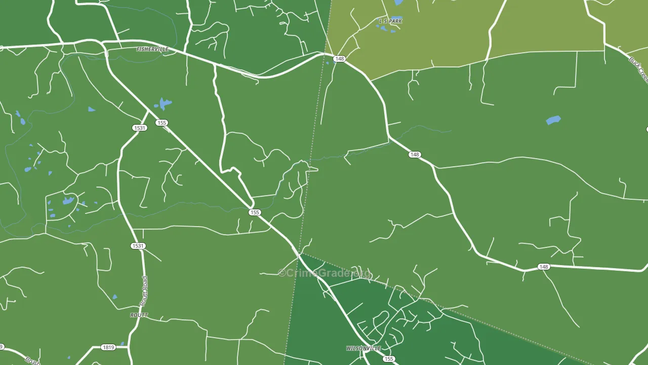 Fisherville, KY Map of Murder Rates