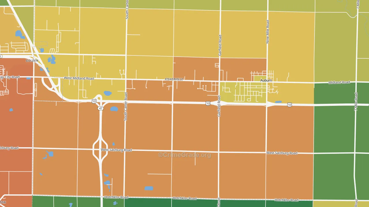 Fisherville, MI Map of Murder Rates