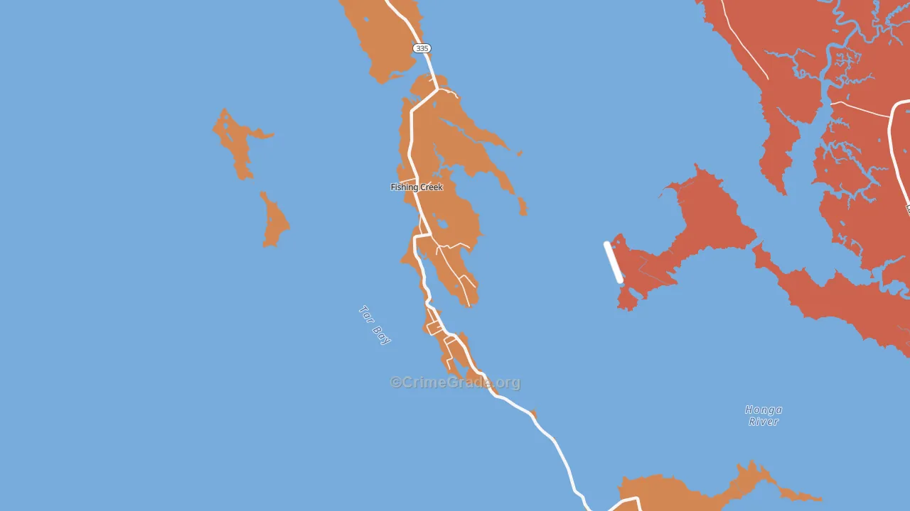 Fishing Creek, MD Map of Murder Rates