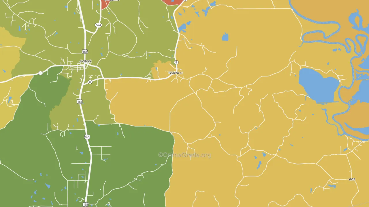 Fishville, LA Map of Murder Rates