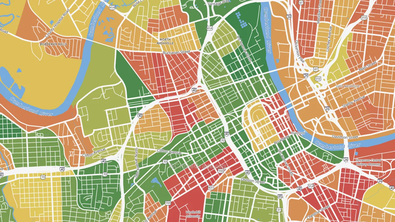 Fisk-Meharry, Nashville, TN Map of Murder Rates
