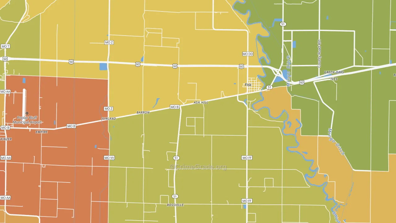 Fisk, MO Map of Murder Rates