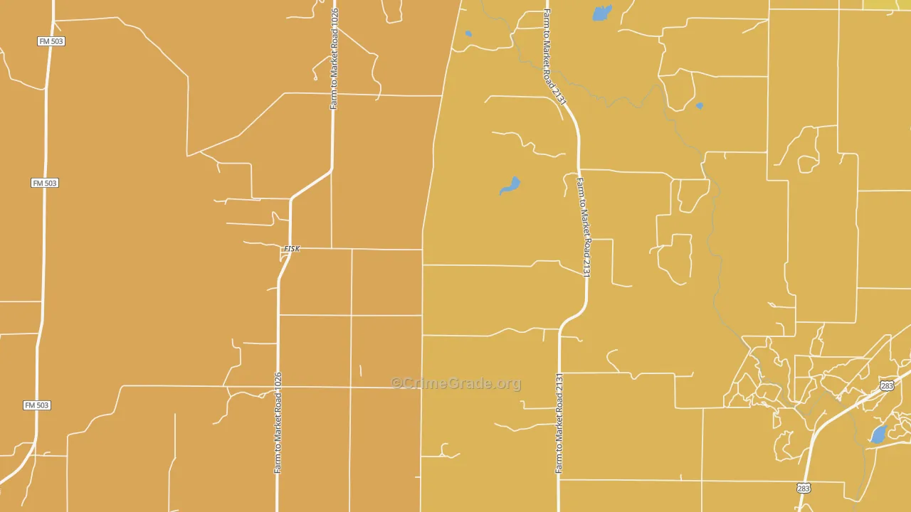 Fisk, TX Map of Murder Rates