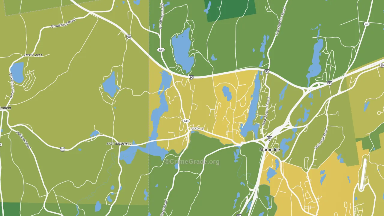 Fiskdale, MA Map of Murder Rates
