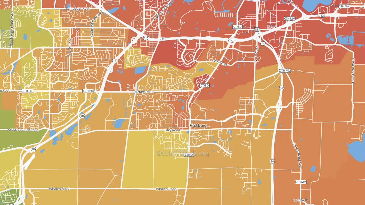 Fitchburg, WI Map of Murder Rates