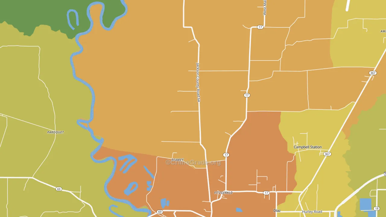 Fitzgerald, AR Map of Murder Rates