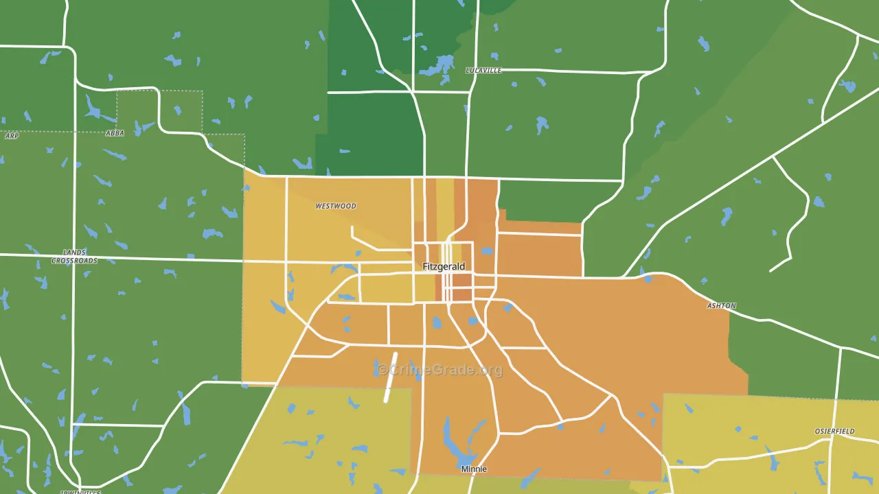 Fitzgerald, GA Map of Murder Rates