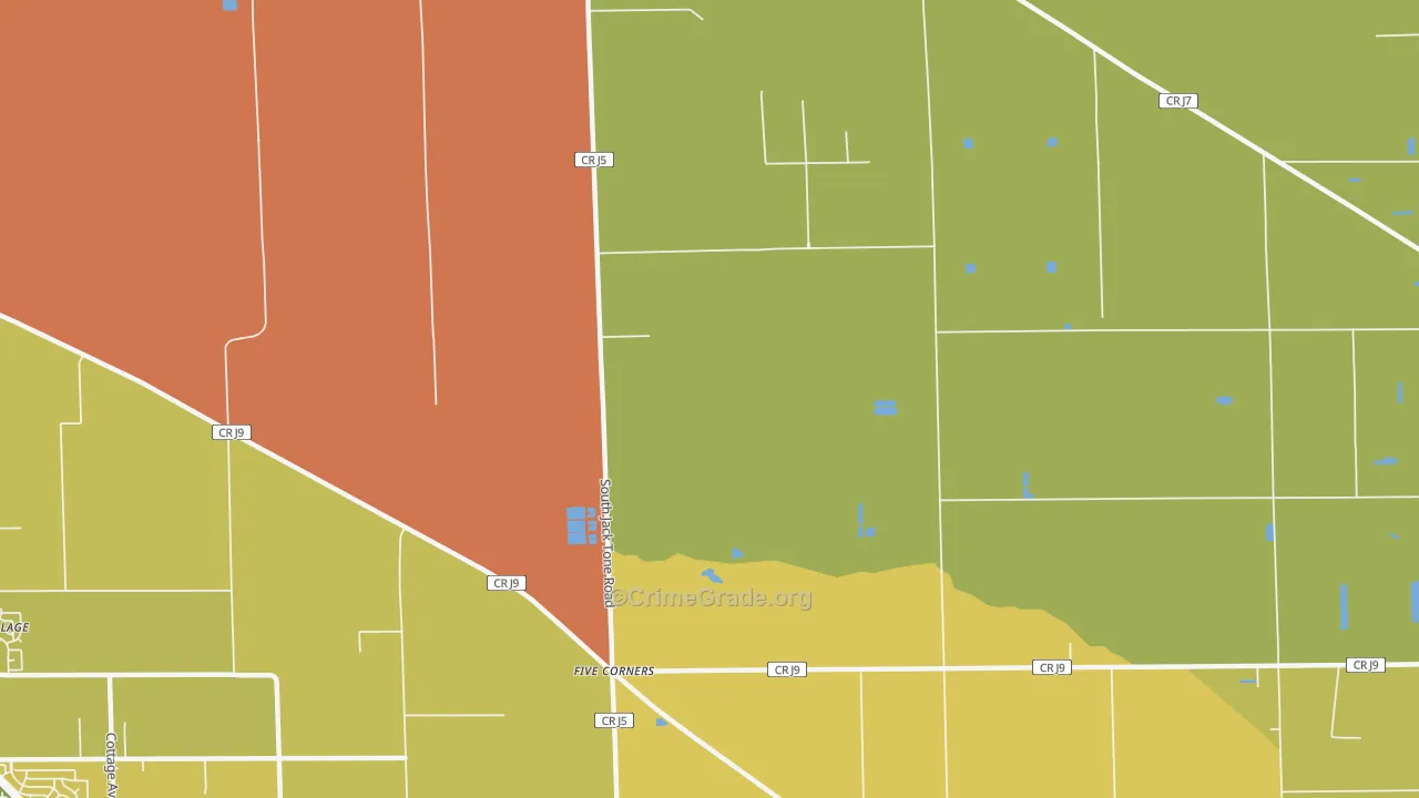 Five Corners, CA Map of Murder Rates